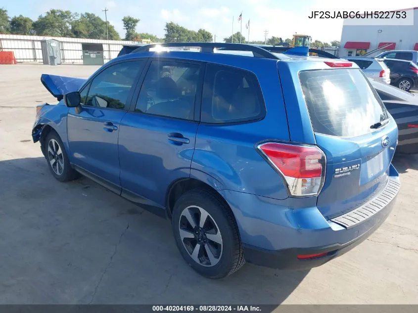 2018 Subaru Forester 2.5I VIN: JF2SJABC6JH522753 Lot: 40204169