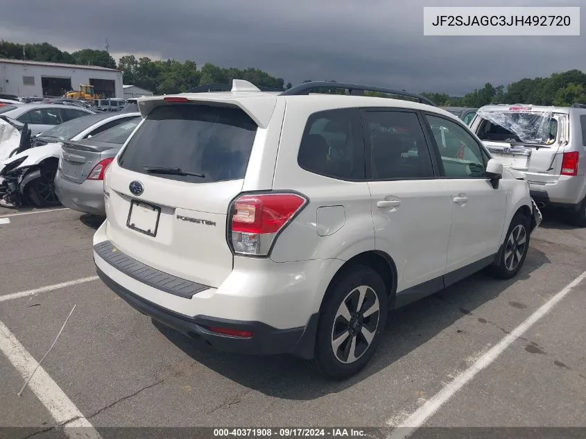 2018 Subaru Forester 2.5I Premium VIN: JF2SJAGC3JH492720 Lot: 40371908