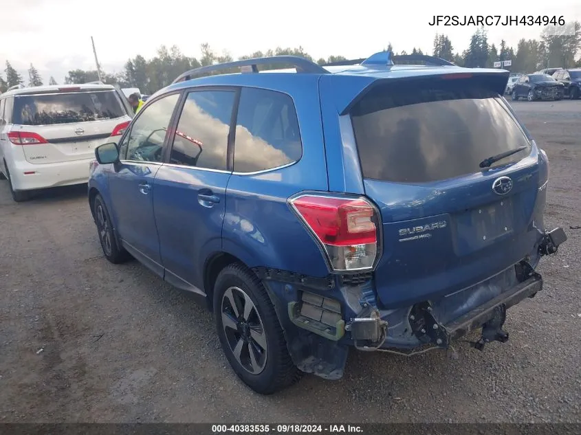 2018 Subaru Forester 2.5I Limited VIN: JF2SJARC7JH434946 Lot: 40383535