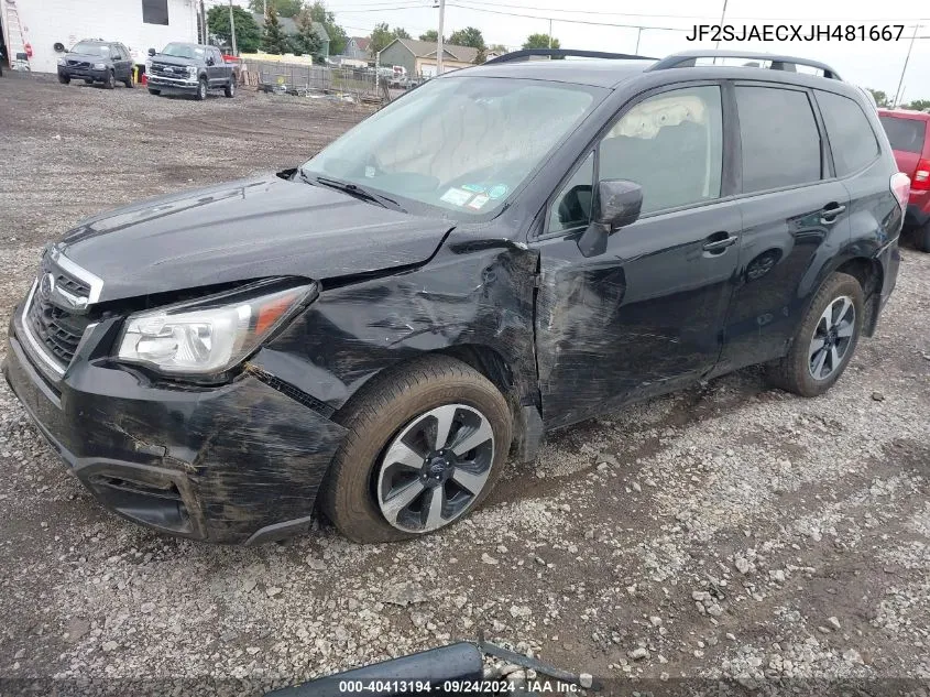 2018 Subaru Forester 2.5I Premium VIN: JF2SJAECXJH481667 Lot: 40413194