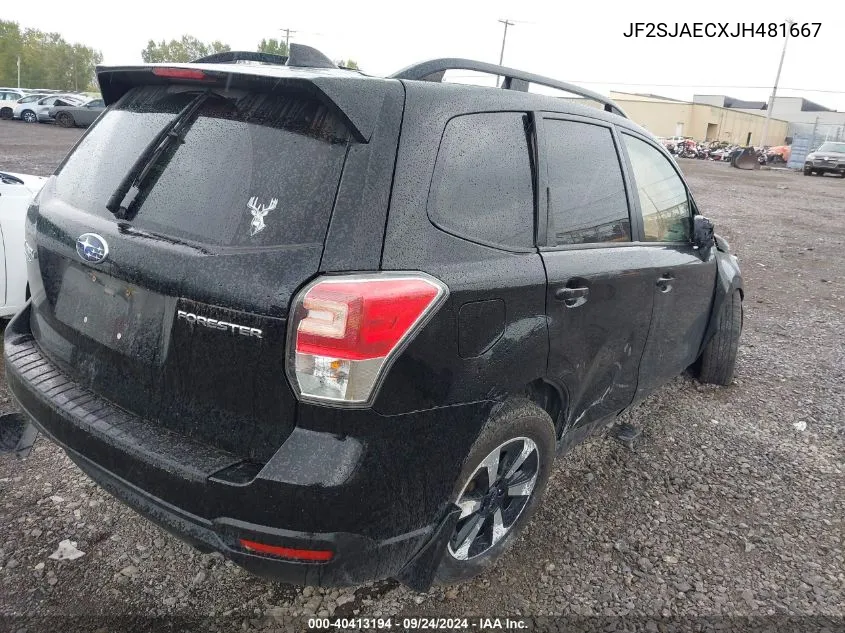 2018 Subaru Forester 2.5I Premium VIN: JF2SJAECXJH481667 Lot: 40413194