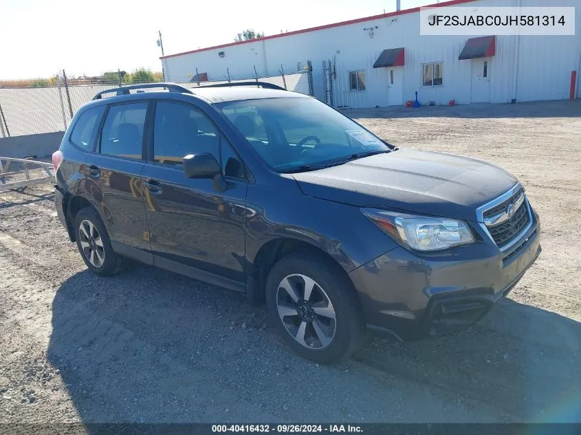 2018 Subaru Forester 2.5I VIN: JF2SJABC0JH581314 Lot: 40416432