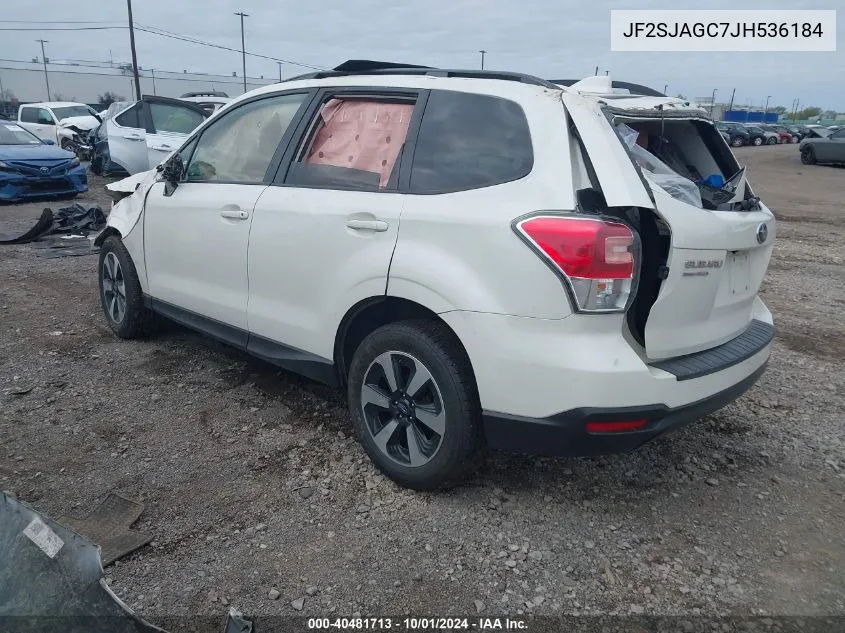 2018 Subaru Forester 2.5I Premium VIN: JF2SJAGC7JH536184 Lot: 40481713