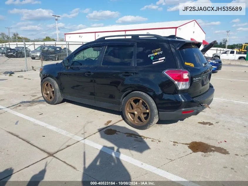 2018 Subaru Forester 2.5I Premium VIN: JF2SJAGCXJH535689 Lot: 40523184