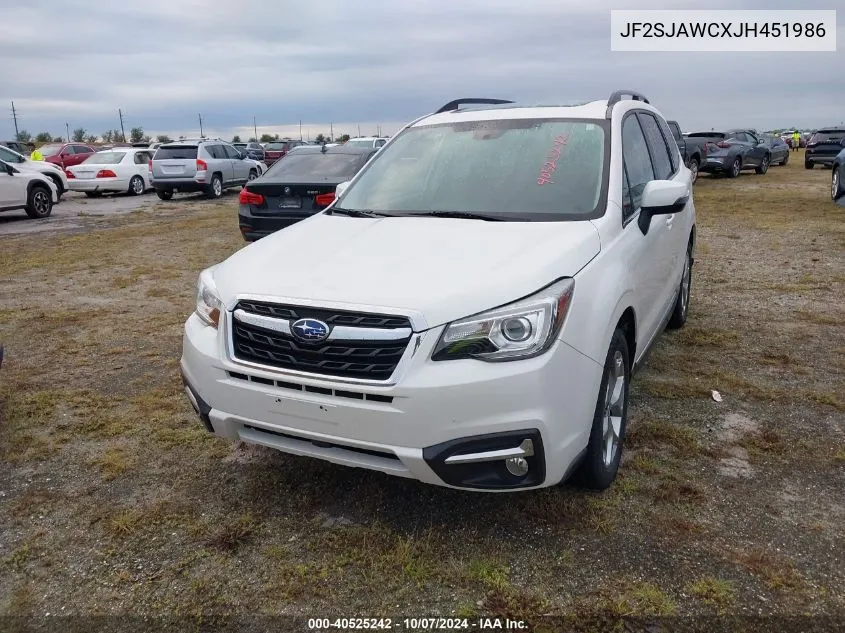 2018 Subaru Forester 2.5I Touring VIN: JF2SJAWCXJH451986 Lot: 40525242