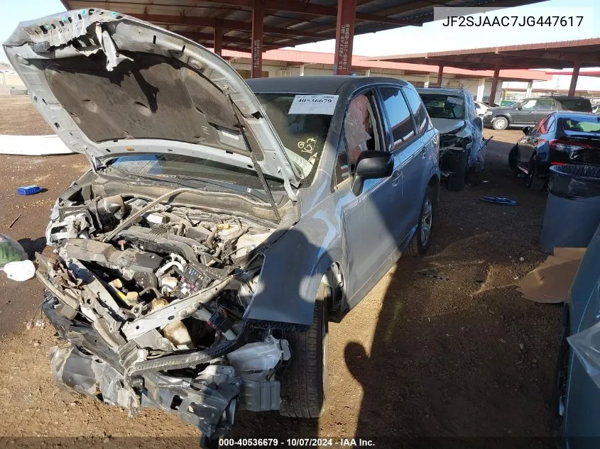 2018 Subaru Forester 2.5I VIN: JF2SJAAC7JG447617 Lot: 40536679