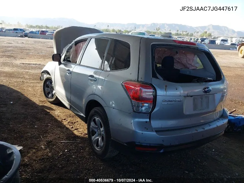 2018 Subaru Forester 2.5I VIN: JF2SJAAC7JG447617 Lot: 40536679