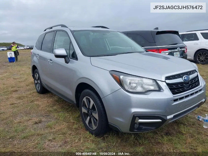 2018 Subaru Forester 2.5I Premium VIN: JF2SJAGC3JH576472 Lot: 40545148