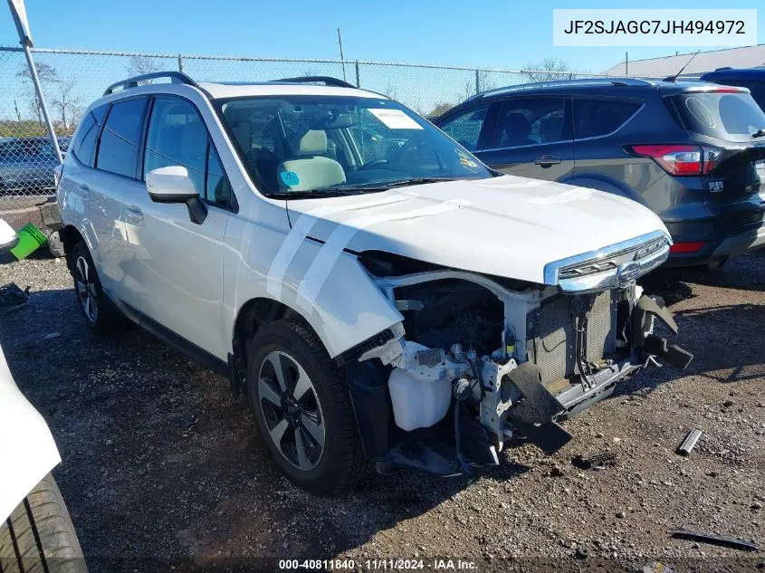 2018 Subaru Forester 2.5I Premium VIN: JF2SJAGC7JH494972 Lot: 40811840