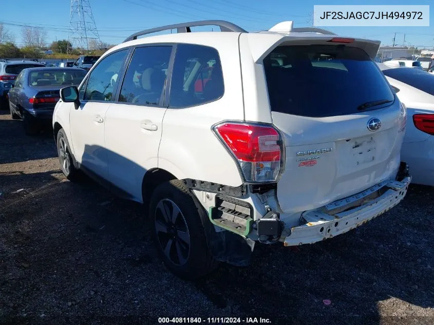 2018 Subaru Forester 2.5I Premium VIN: JF2SJAGC7JH494972 Lot: 40811840