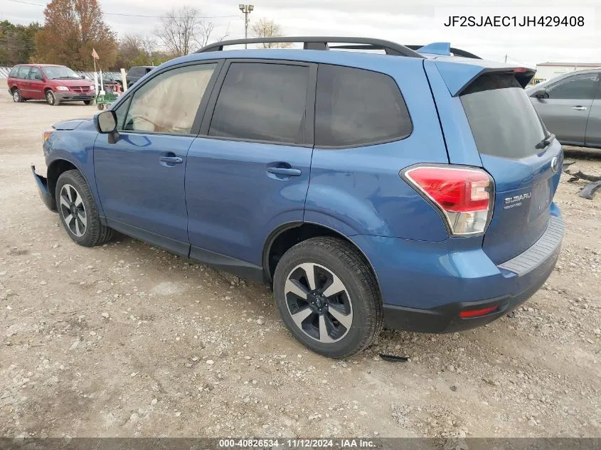 2018 Subaru Forester 2.5I Premium VIN: JF2SJAEC1JH429408 Lot: 40826534