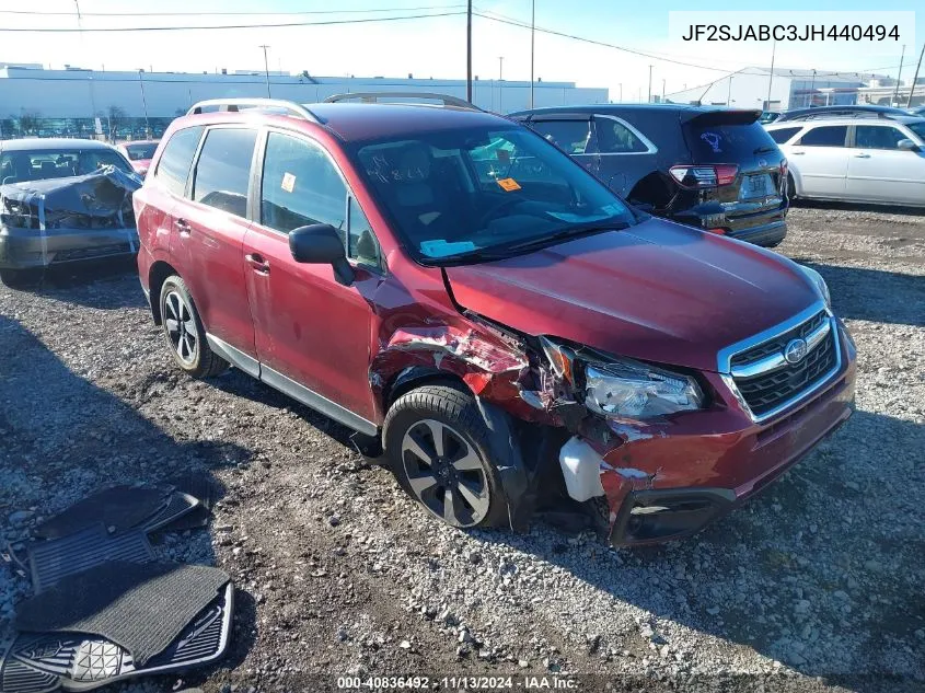 2018 Subaru Forester 2.5I VIN: JF2SJABC3JH440494 Lot: 40836492