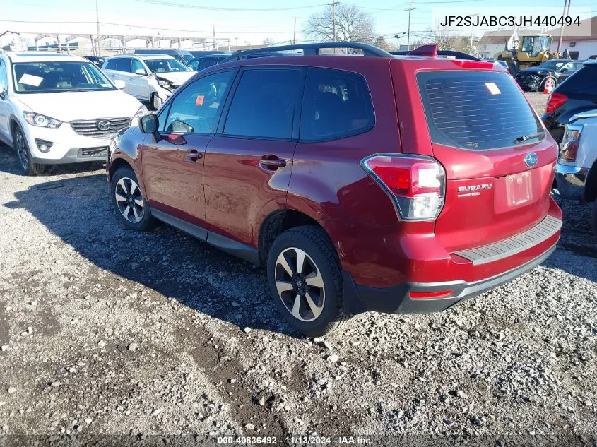 2018 Subaru Forester 2.5I VIN: JF2SJABC3JH440494 Lot: 40836492