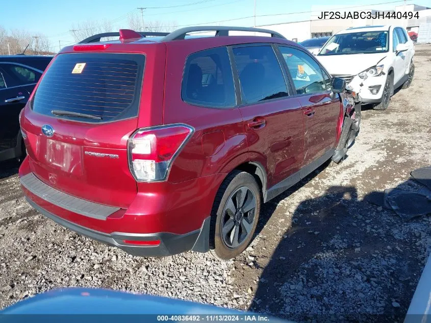 2018 Subaru Forester 2.5I VIN: JF2SJABC3JH440494 Lot: 40836492