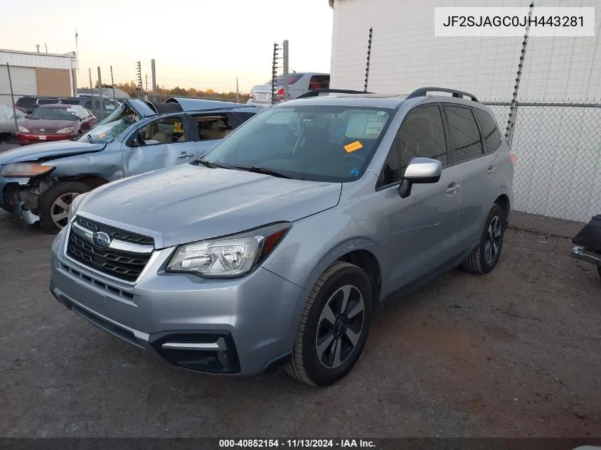 2018 Subaru Forester 2.5I Premium VIN: JF2SJAGC0JH443281 Lot: 40852154