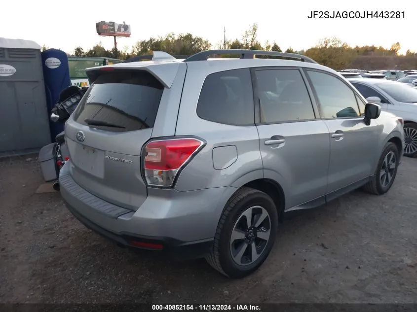 2018 Subaru Forester 2.5I Premium VIN: JF2SJAGC0JH443281 Lot: 40852154