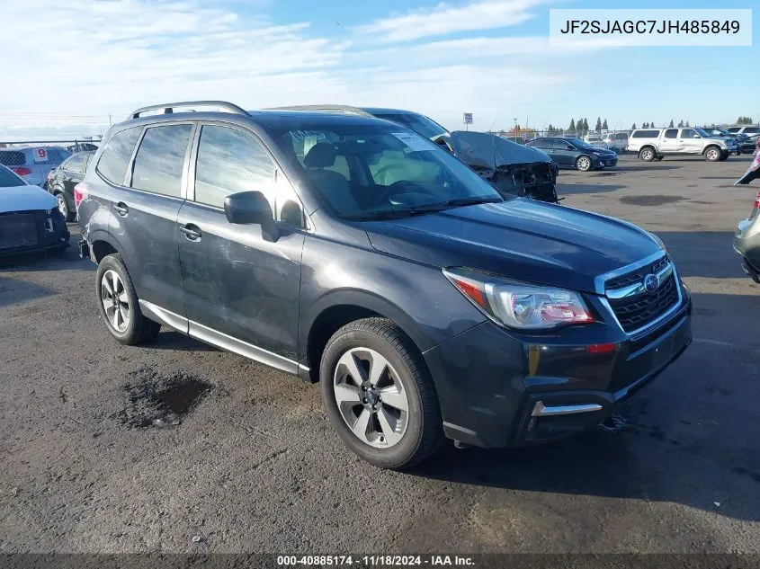 2018 Subaru Forester 2.5I Premium VIN: JF2SJAGC7JH485849 Lot: 40885174