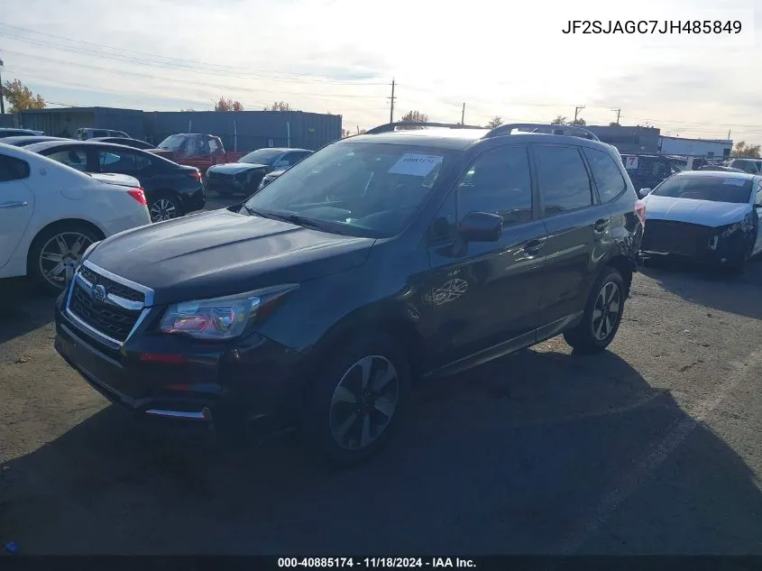 2018 Subaru Forester 2.5I Premium VIN: JF2SJAGC7JH485849 Lot: 40885174