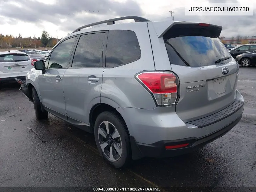 2018 Subaru Forester 2.5I Premium VIN: JF2SJAEC0JH603730 Lot: 40889610