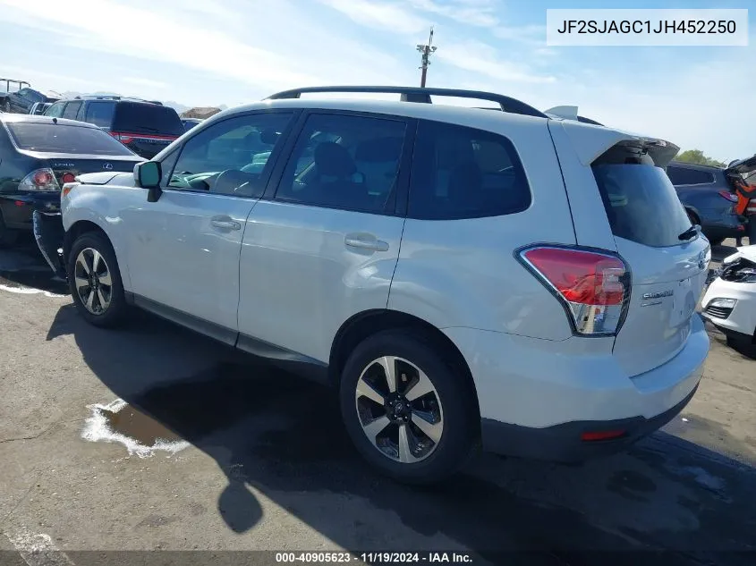 2018 Subaru Forester 2.5I Premium VIN: JF2SJAGC1JH452250 Lot: 40905623