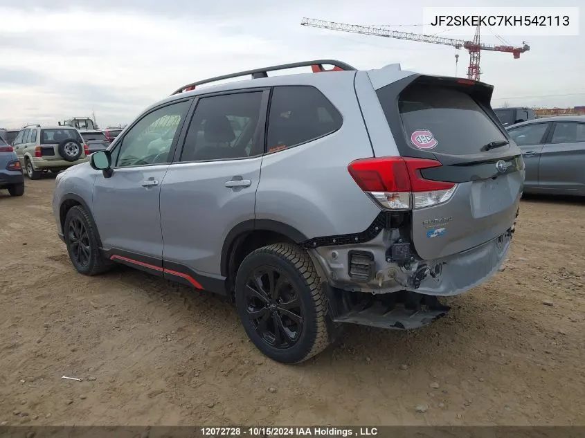 2019 Subaru Forester VIN: JF2SKEKC7KH542113 Lot: 12072728