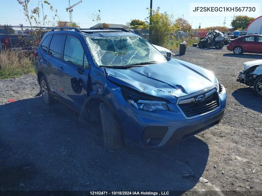 2019 Subaru Forester VIN: JF2SKEGC1KH567730 Lot: 12102471