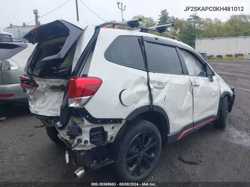 JF2SKAPC0KH481012 2019 Subaru Forester Sport