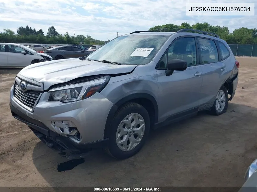 2019 Subaru Forester VIN: JF2SKACC6KH576034 Lot: 39616539