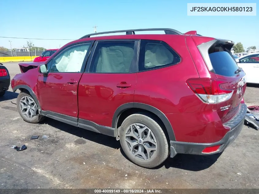 2019 Subaru Forester Premium VIN: JF2SKAGC0KH580123 Lot: 40099149