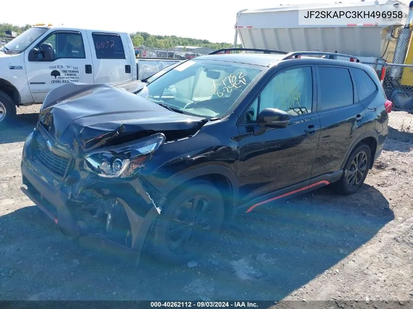 2019 Subaru Forester Sport VIN: JF2SKAPC3KH496958 Lot: 40262112