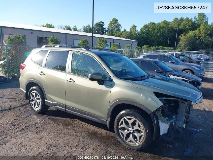 2019 Subaru Forester Premium VIN: JF2SKAGC8KH567247 Lot: 40270178