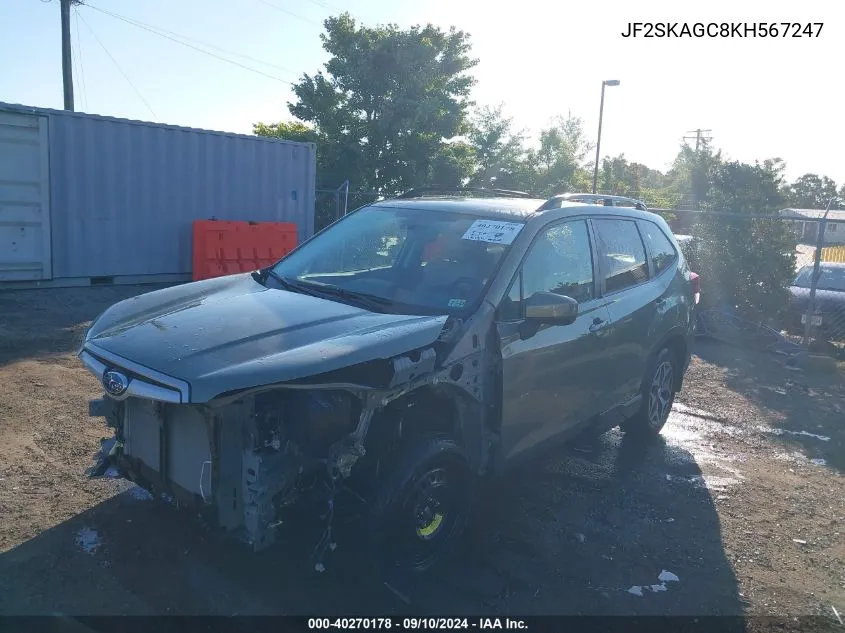 2019 Subaru Forester Premium VIN: JF2SKAGC8KH567247 Lot: 40270178