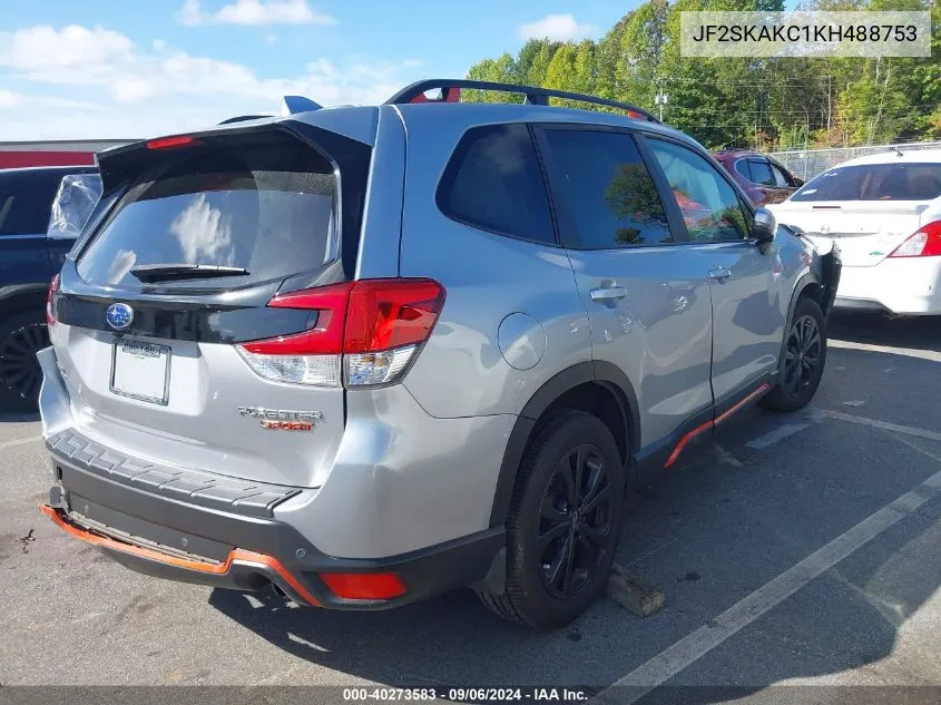 2019 Subaru Forester Sport VIN: JF2SKAKC1KH488753 Lot: 40273583