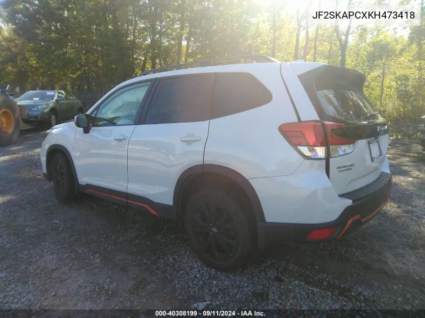 2019 Subaru Forester Sport VIN: JF2SKAPCXKH473418 Lot: 40308199