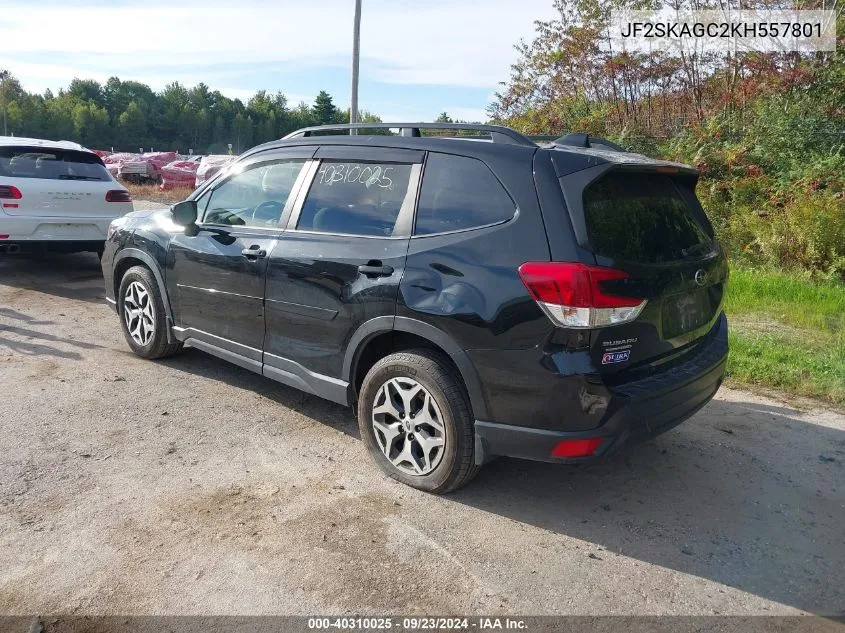 2019 Subaru Forester Premium VIN: JF2SKAGC2KH557801 Lot: 40310025