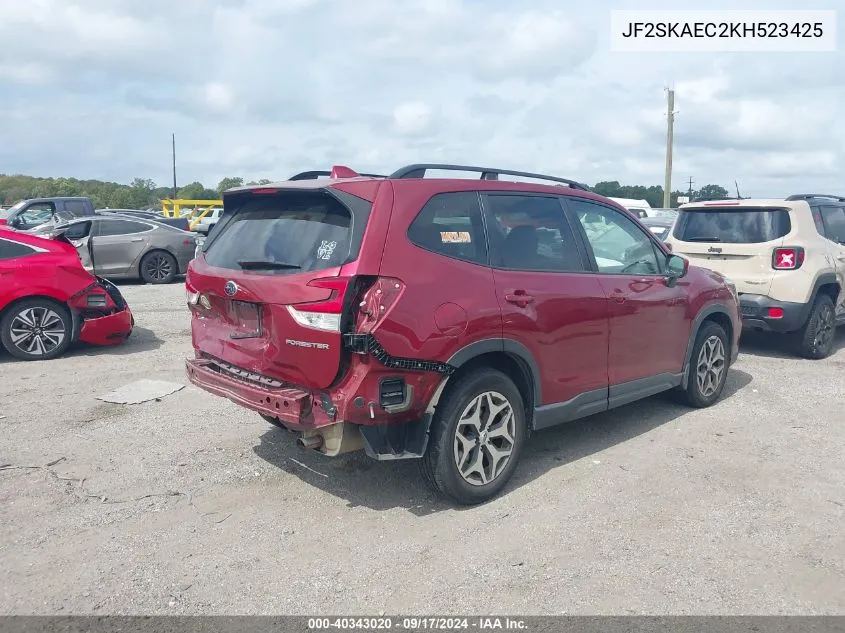 2019 Subaru Forester Premium VIN: JF2SKAEC2KH523425 Lot: 40343020