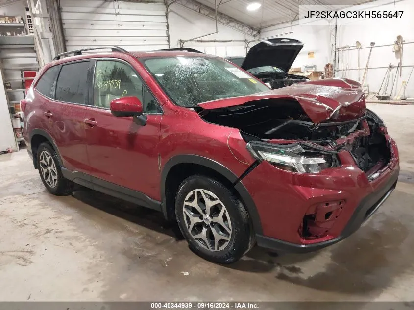 2019 Subaru Forester Premium VIN: JF2SKAGC3KH565647 Lot: 40344939