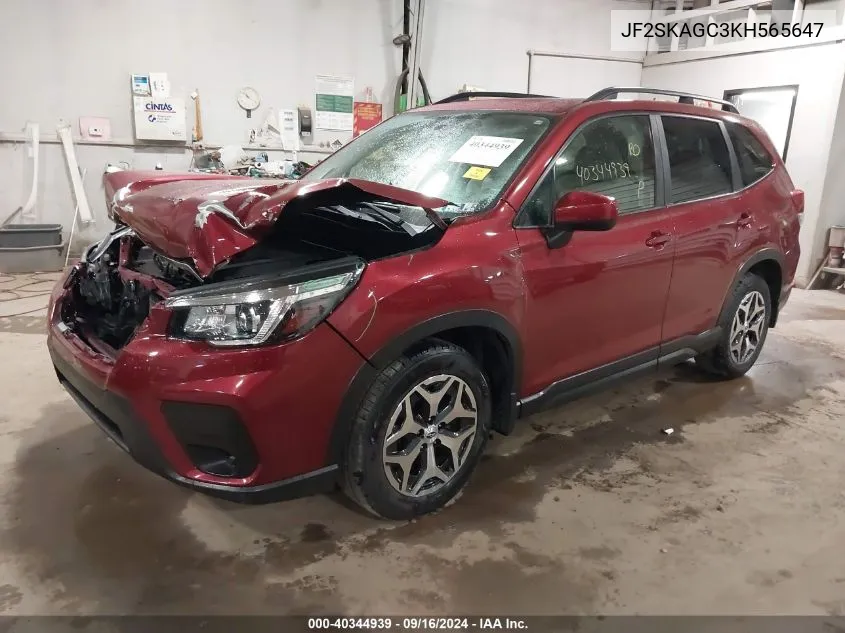 2019 Subaru Forester Premium VIN: JF2SKAGC3KH565647 Lot: 40344939