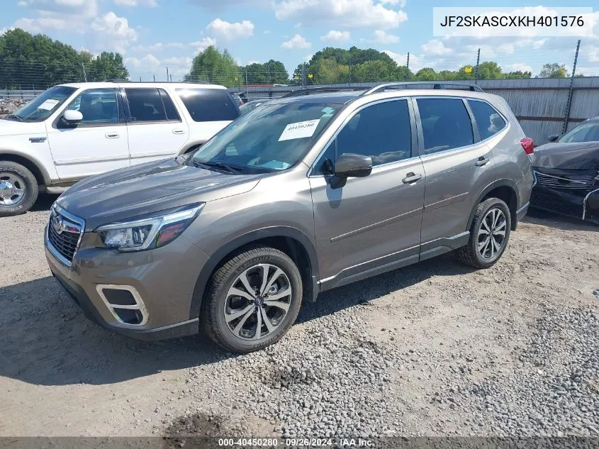 2019 Subaru Forester Limited VIN: JF2SKASCXKH401576 Lot: 40450280