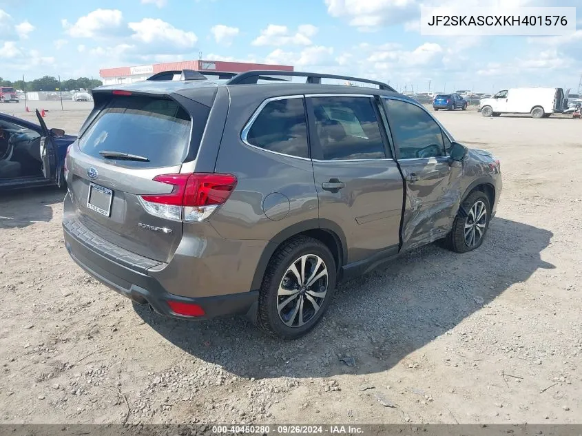 2019 Subaru Forester Limited VIN: JF2SKASCXKH401576 Lot: 40450280