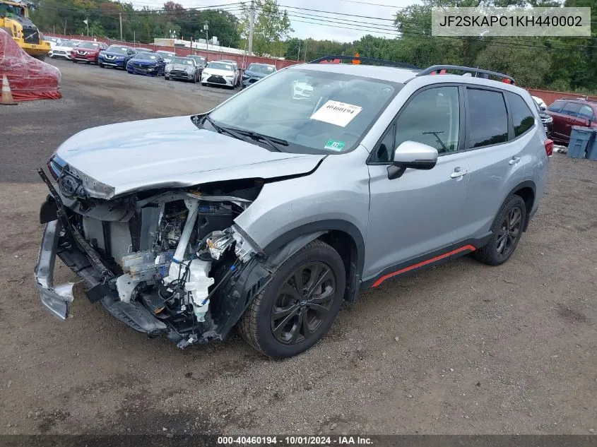 JF2SKAPC1KH440002 2019 Subaru Forester Sport