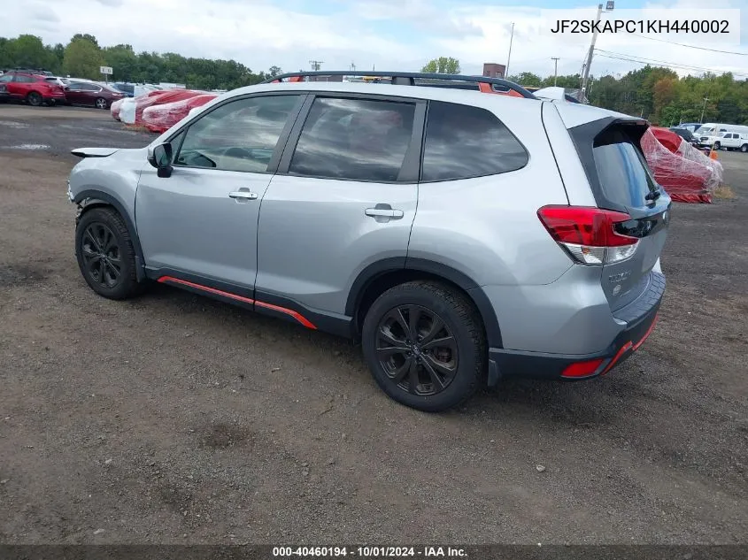 JF2SKAPC1KH440002 2019 Subaru Forester Sport