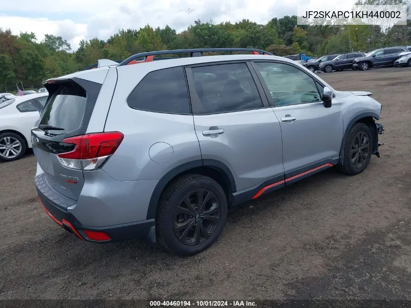 JF2SKAPC1KH440002 2019 Subaru Forester Sport