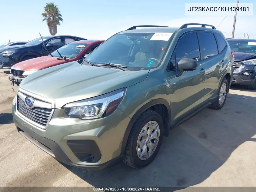 2019 Subaru Forester VIN: JF2SKACC4KH439481 Lot: 40470283