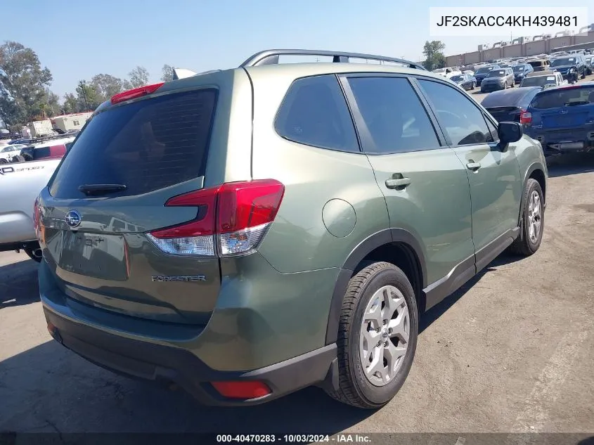 2019 Subaru Forester VIN: JF2SKACC4KH439481 Lot: 40470283