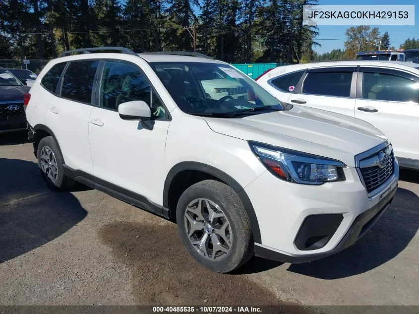 2019 Subaru Forester Premium VIN: JF2SKAGC0KH429153 Lot: 40485535