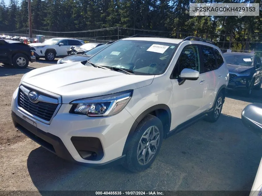 2019 Subaru Forester Premium VIN: JF2SKAGC0KH429153 Lot: 40485535