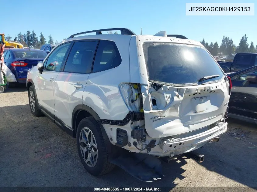 2019 Subaru Forester Premium VIN: JF2SKAGC0KH429153 Lot: 40485535