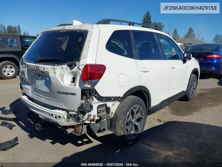 2019 Subaru Forester Premium VIN: JF2SKAGC0KH429153 Lot: 40485535