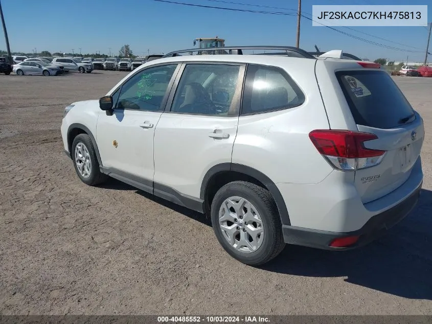 2019 Subaru Forester VIN: JF2SKACC7KH475813 Lot: 40485552